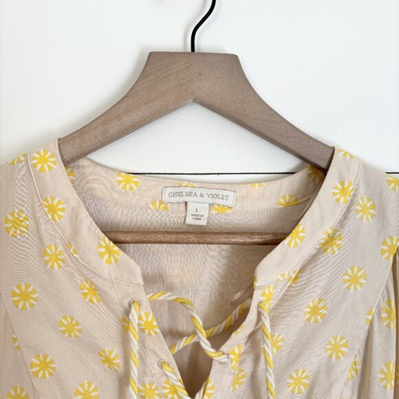 Chelsea & Violet beige with yellow flower patterned dress with tassel ties - Picture 2 of 5